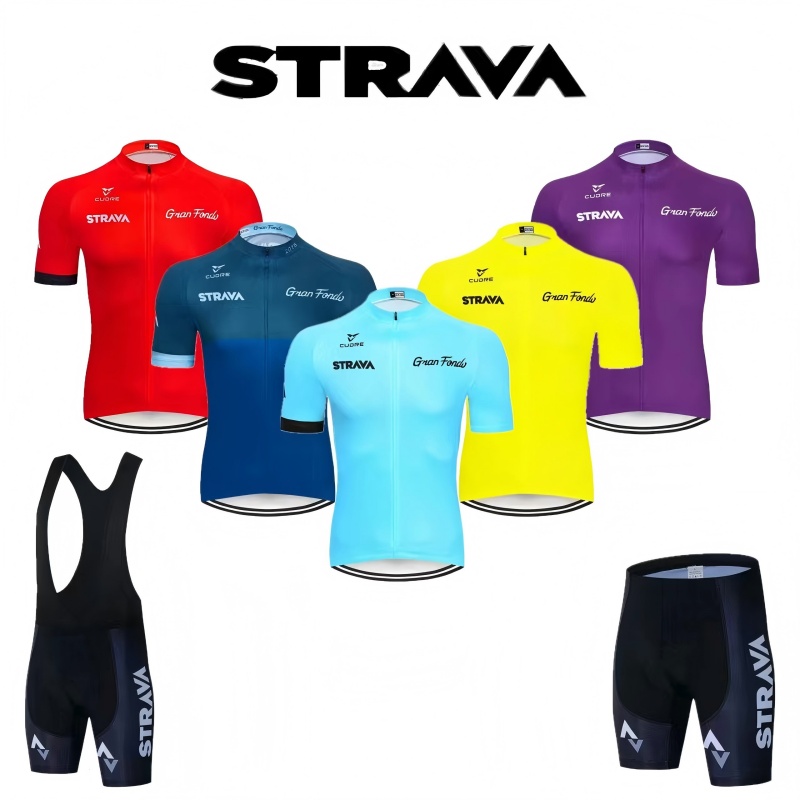 Cycling Bib Shorts - Strava Bike Jersey Set Summer Cycling
